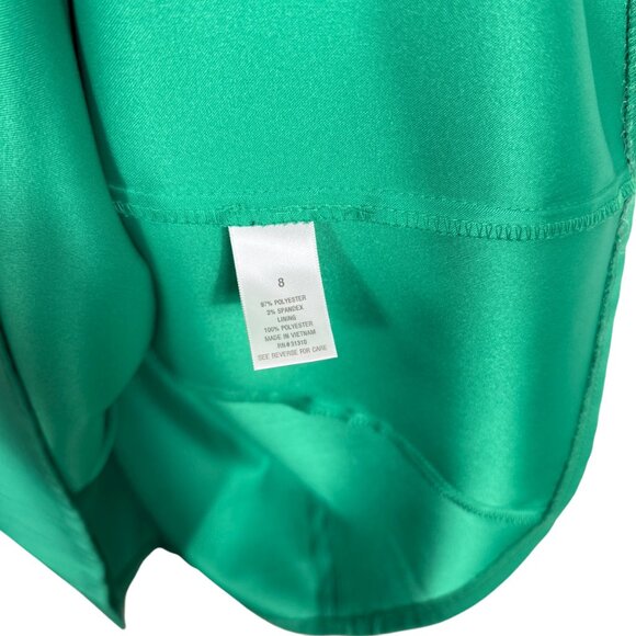 Dressbarn Skater Dress Womens 8 Emerald Green Pleated Career Cap Sleeve Dressy - Picture 7 of 7
